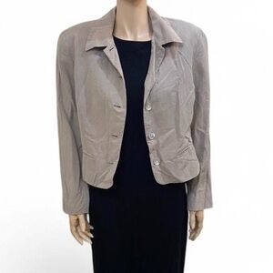 Express two-piece set, Y2K-era cropped linen silk blazer mini skirt matching set